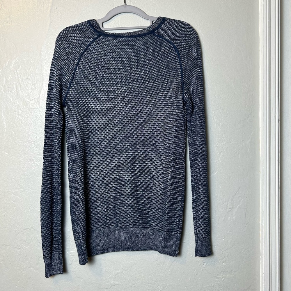 Vince Knit Blue Metallic Crew Neck Long Sleeve Top - Picture 4 of 5